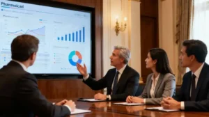 Farmacéuticas en diciembre analizando estrategia científica y datos clínicos