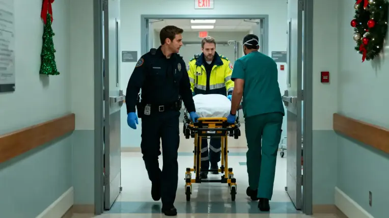 Médicos en Navidad trabajando en guardia hospitalaria
