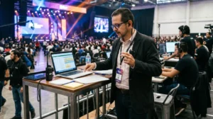 Equipo revisando una propuesta antes de contratar un organizador de eventos médicos