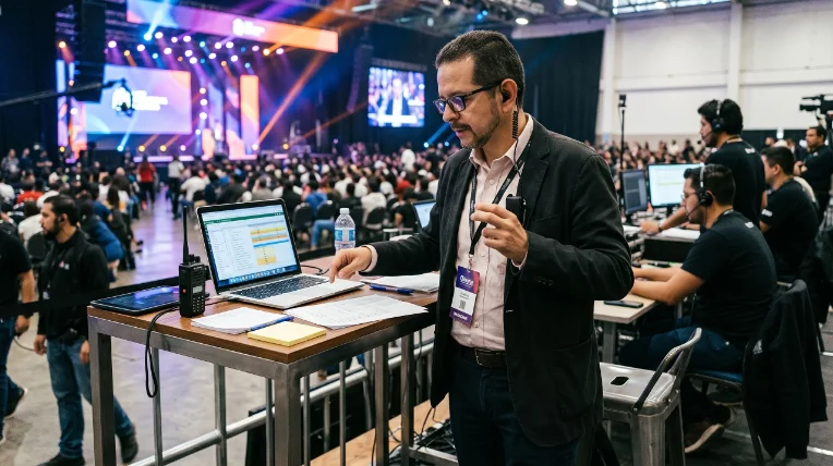 Equipo revisando una propuesta antes de contratar un organizador de eventos médicos